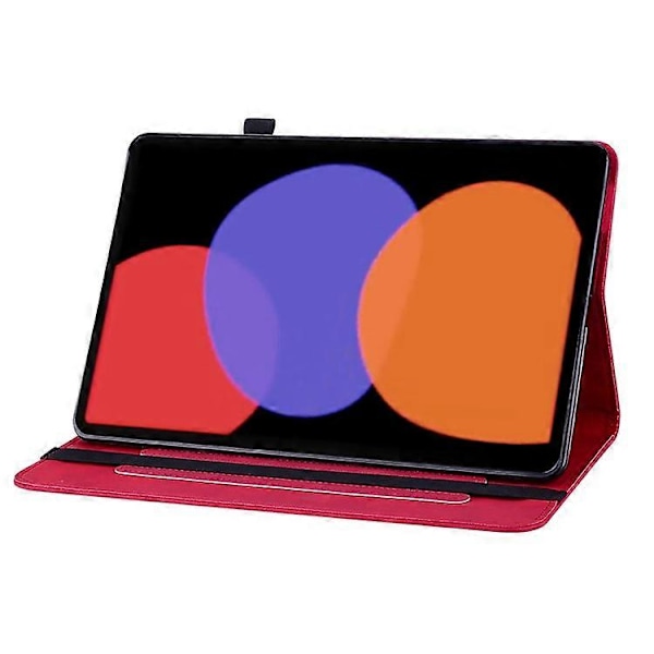 Kompatibel for Xiaomi Pad 6 Auto Wake and Sleep Stativ Lærveske Glidelåslomme Nettbrettdeksel med Kortspor Red