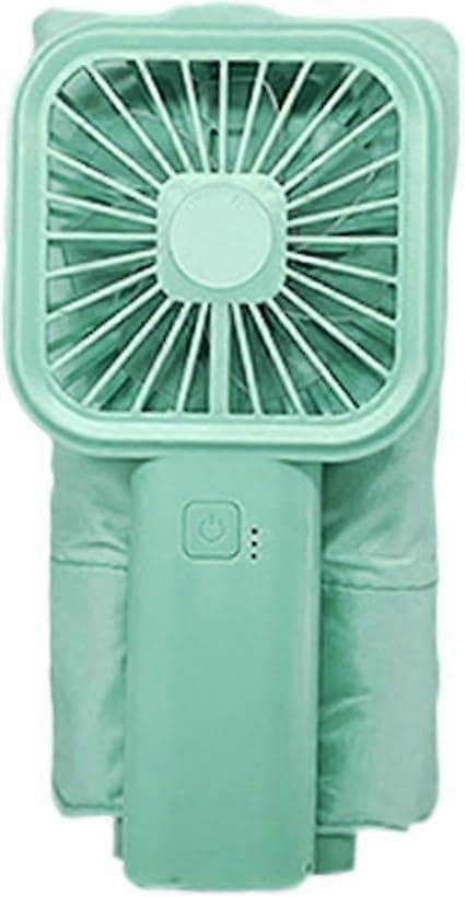 UV-blokerende paraply | Håndtags paraply med ventilator til varmebeskyttelse og nedkøling til sommer (grøn)