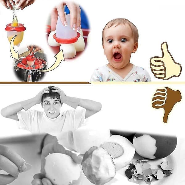 8 Eggkjeler med non-stick belegg, silikon eggkokere, posjerte egg VAM