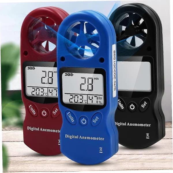 Hygrometer, drivhustermometer, havetermometer, digital anemometer LCD-display vindhastighedsmåler temperatur fugtighedsmåler sort