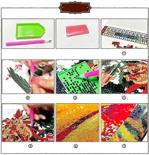 2-pack DIY Mosaik Hantverkskit Enkla 5D Diamantmålningskit för Barn/Barn, Full Drill Målning efter Nummer Kit