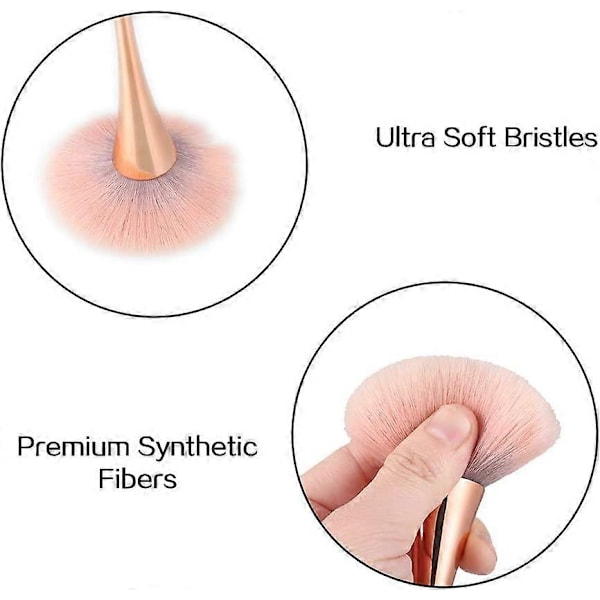 2 st Stora Mineralpuderborstar, Bronzer Kabuki Sminkborste, Mjuk Fluffig Foundationborste