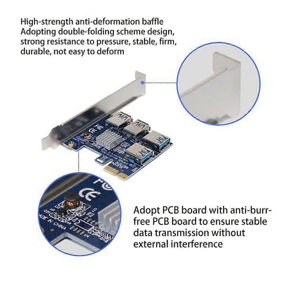 PCI-E 1x - 4x -sovitinkortin jatkokortti 16X -paikat USB 3.0 -sovitinkortti