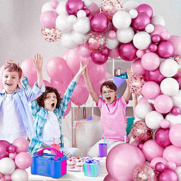 Rosa Ballongbue-sett, Hot Rosa Hvit Ballonggirlander-sett med Babyrosa Metallisk Rosarøde Lateksballonger Rose Gull Konfettiballonger for Jenter Baby S