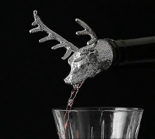 Rustfrit stål hjortevinhælder, unikke vinflaskepropper, hældere, 1 stk. - sølv
