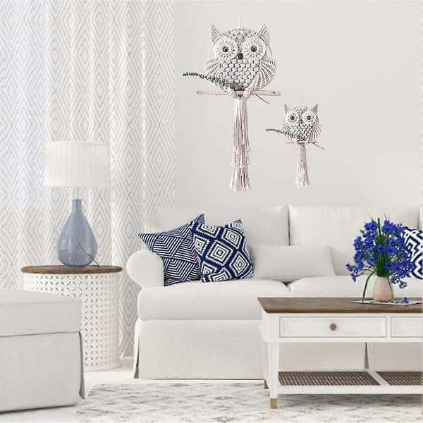 Uggla Konst Tapestry Väggbonad - Handvävd Boho Dekoration