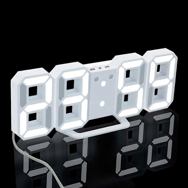 LED Väckarklocka Tredimensionell Väggklocka Bords Termometer Inredning