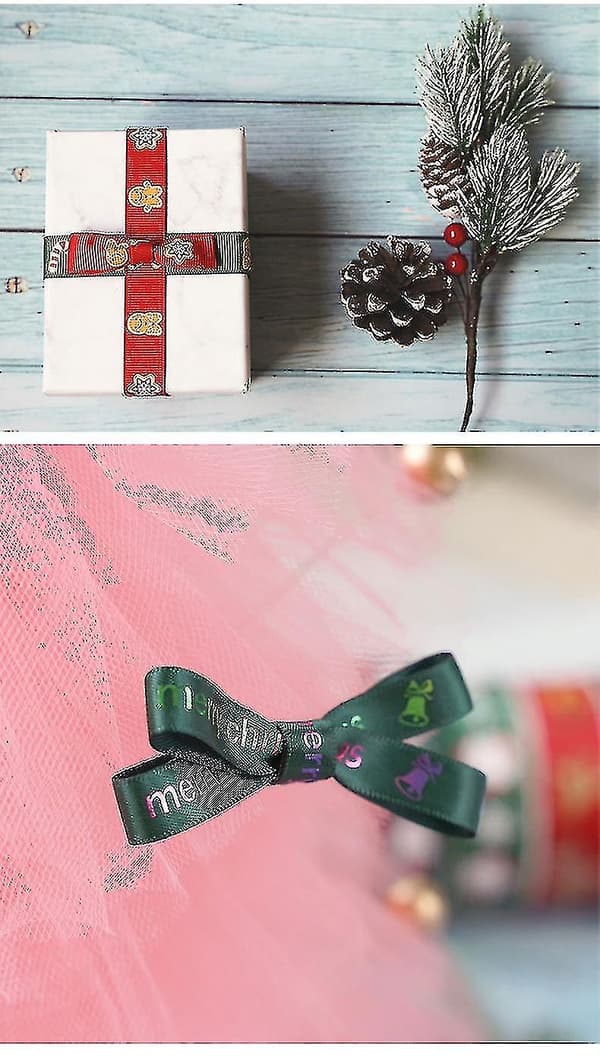 10 Yards 19mm Julband Tryckt Grosgrain För Presentinslagning Bröllopsdekoration Hår Diy