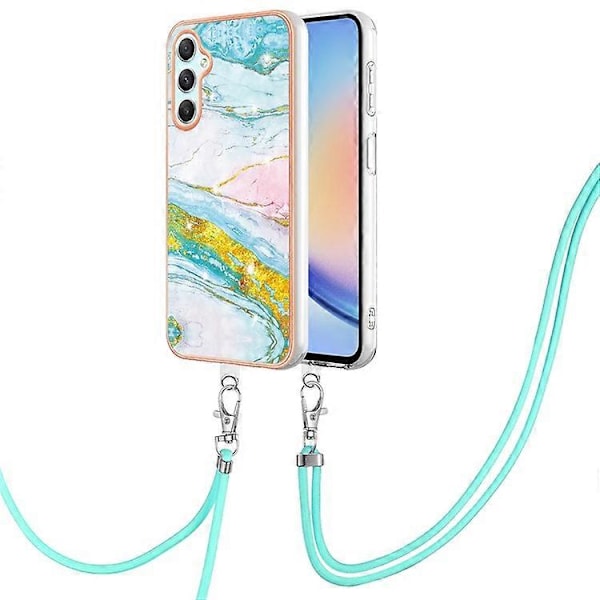 YB IMD Series-9 Kompatibelt Skal för Samsung Galaxy A25 5G Marmormönster Elektropläterat Mobilskal Green