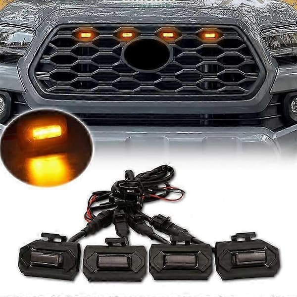 4 STK Bil LED Front Grill Lys Eksterne Grill Lampe Røg Bil Tilbehør
