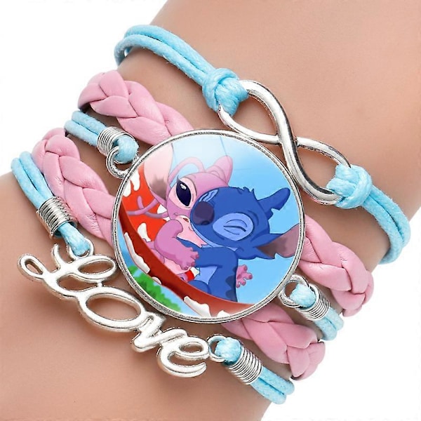 Twin Six Stith Ohana Armbånd Charm, Familie Blå og Lilla Læder Håndkæde Armbånd, Gaver til Kvinder og Piger