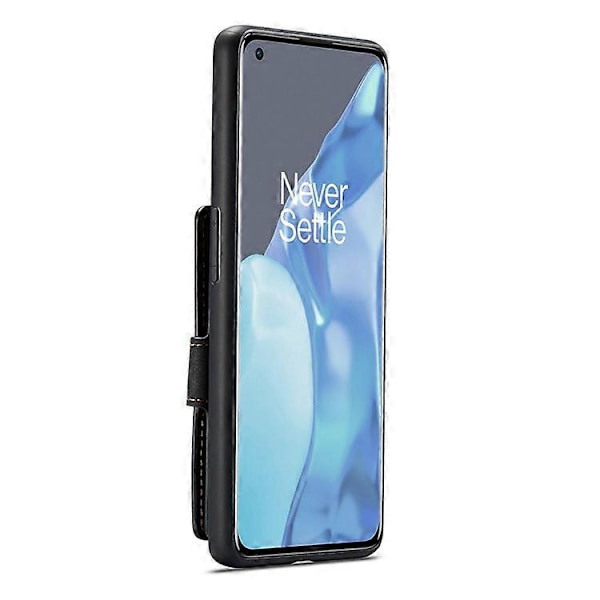 JEEHOOD Magnetisk Plånbok Avtagbar 2-i-1 Design Läderbelagt TPU-skal Kompatibelt med OnePlus 9 (EU / US Version) Black