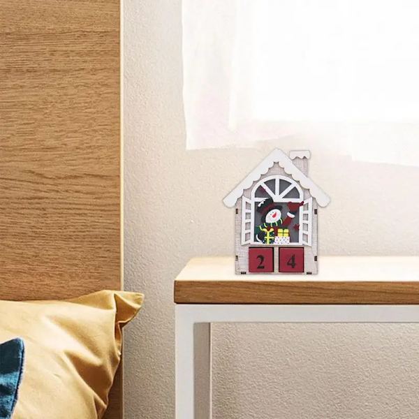 Julnedräkning Skrivbordskalender Trä adventskalendernummer Datumblock Datumkalenderblock till byrå Farmhouse Holiday Red