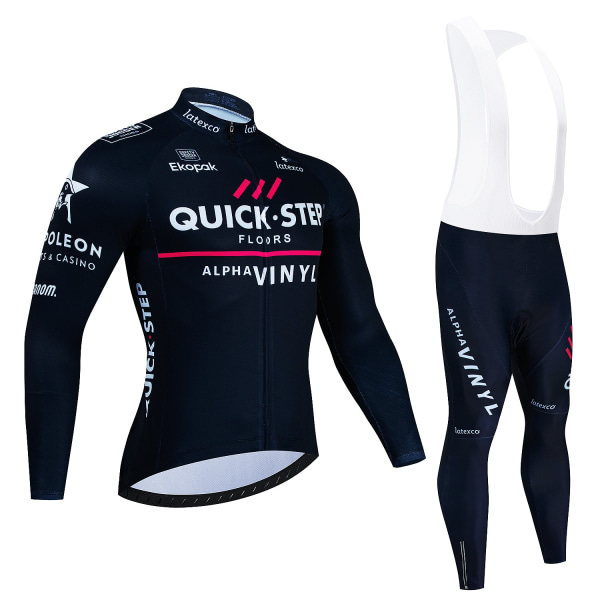 Quick·Step Winter Thermal Fleece Cykeltröja Set Maillot Ropa Ciclismo Keep Warm MTB Bike Wear Cykelkläder Set Dark Grey Asian Size -3XL