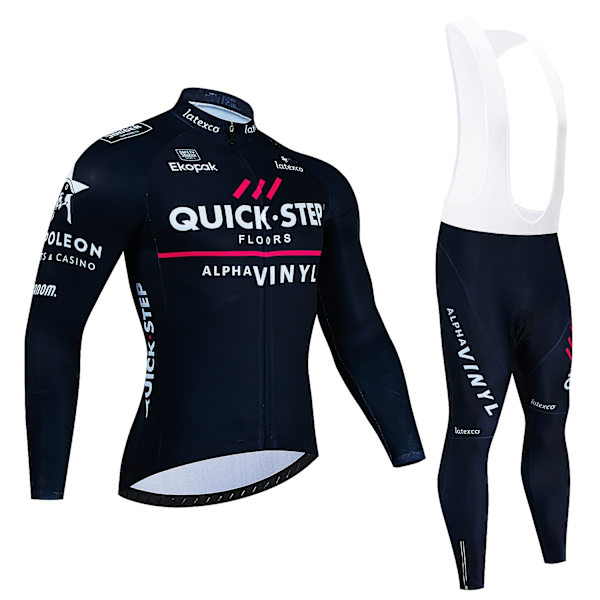 Quick·Step Winter Thermal Fleece Cykeltröja Set Maillot Ropa Ciclismo Keep Warm MTB Bike Wear Cykelkläder Set Dark Grey Asian Size -M
