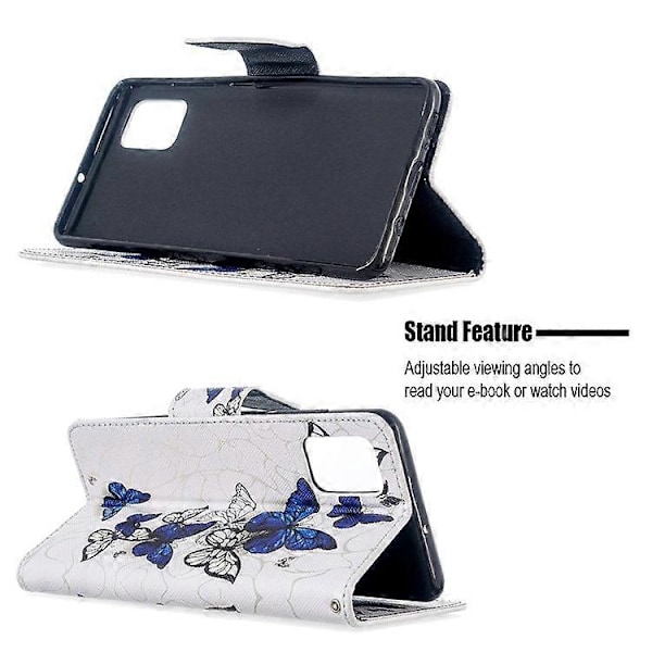 Mönstertryckt Plånbok Läder Flip Fodral Kompatibelt För Samsung Galaxy A51 Blue