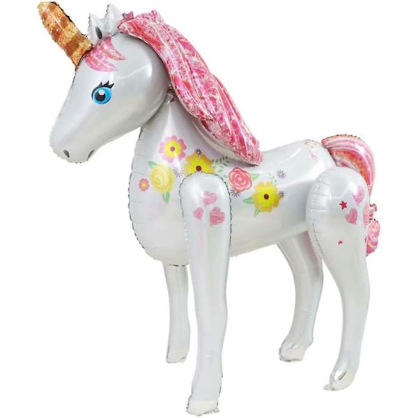 Unicorn Party Dekorasjoner Utstyr 3d Stor Enhjørning Gående Dyr Folieballonger Jenter Gutter Barn Leketøy Bursdag Tema Festfavoritter