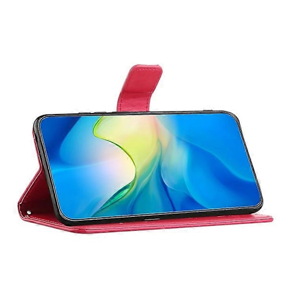 Kompatibelt för Samsung Galaxy A24 Präglat Fjärilsblomma Mobilskal PU Läder Plånboksställ Telefonskydd med Rem Red
