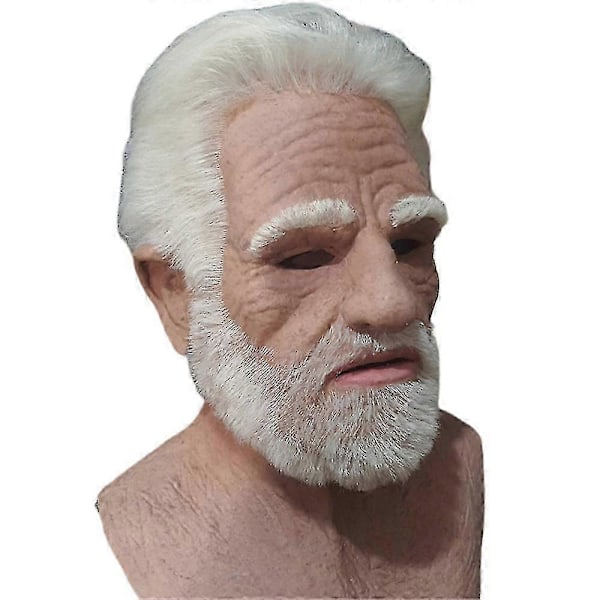 Gammal Mans Ansiktstäckning Realistisk Mask Halloween Läskig Rynka Gammal Person Vuxen Mask-aab