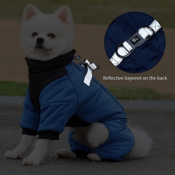 Pet Dog Jacka Quilted Puffed Coat Valp Hund Varma Vinterkläder Utomhus Color Block Väst Blue L