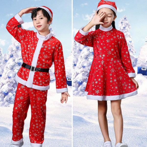 Joulupoikien tyttöjen viiden pisteen tähden koristeet set joulunpunainen joulupukin cosplay-asu, hieno mekko Girls 9-10Y