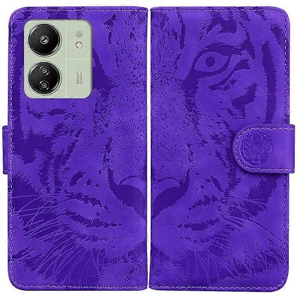 Kompatibelt Skal för Xiaomi Redmi 13C 4G / Redmi 13C 5G / Poco C65 4G PU Läder Tiger Mönster Telefonfodral Purple