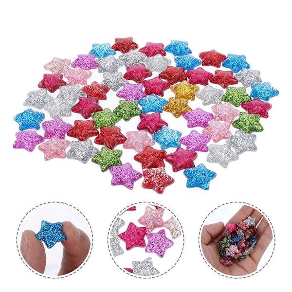 60 stk. Glitter Flat Bakside Stjerneperler Håndlagde Håndverk DIY Forsyninger