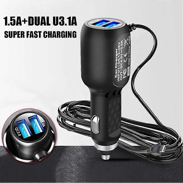 Dashcam Billaddare Mini USB-kabel Strömkabel För DVR-kamera GPS