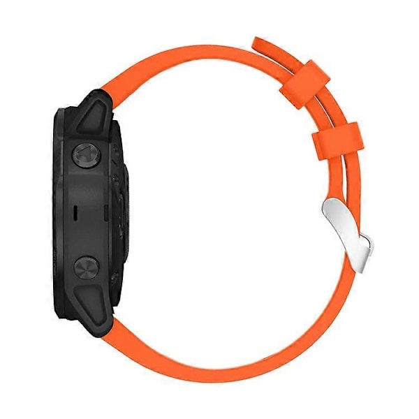 Stilfuld silikone sportsurrem udskiftning med sølvspænde, kompatibel med Garmin Fenix 7S/6S/6S Pro/5S/5S Plus/Instinc Orange