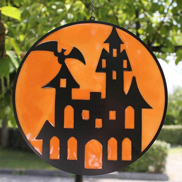 Halloween Lysende Glas Spøgelseshus Vedhæng Baggrund Dekoration Gave