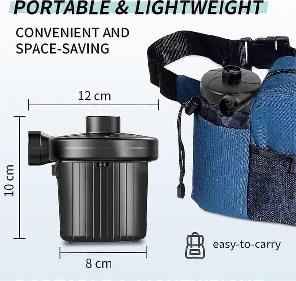 Elektrisk luftpumpe for camping - 150w pumper opp luftmadrasser og badeleker