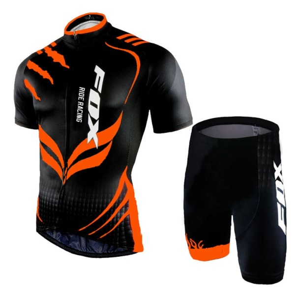 Maillot Cyclisme 2023 Orange Cykeltröja Set Herr FOX RIDE RACING Cykelracing Kortärmade Kläder Mtb Bike Outfit Kläder 13 L