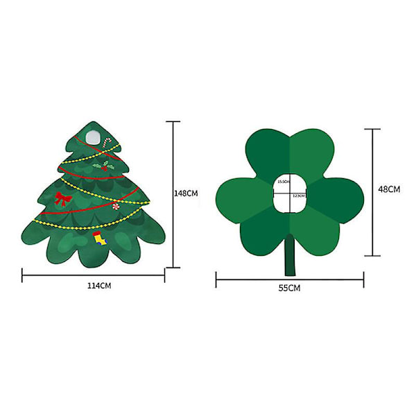 Aikuisten joulukuusen puku Hauska Xmas Party Naisten Miesten Mekko Leaf hat
