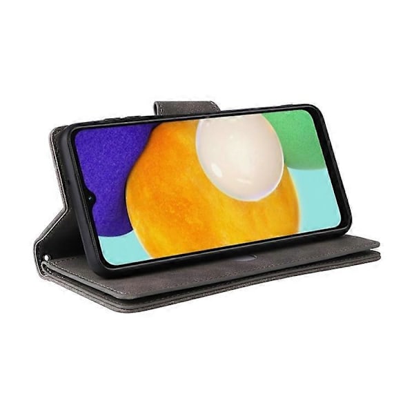 Fallsikker Telefonveske Kompatibel med Samsung Galaxy A14 5G, Lommebok med Glidelås, Nagle Spenne PU Lær Stativ Mobiltelefon Deksel med St Grey