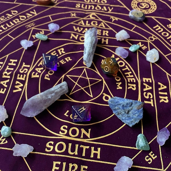 58x58cm Taide Tarot Pagan Alttariliina Ennustuskortit Neliönmuotoinen Pöytäliina Lautapeli Samettikangas Sisustus