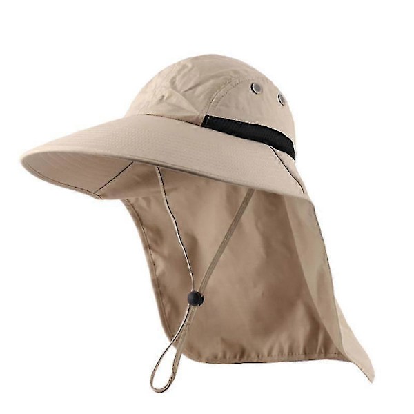 Solhatt för män utomhus med UV-skydd Safarihatt Bredbrättad fiskehatt med nackskydd 1 st brun yu