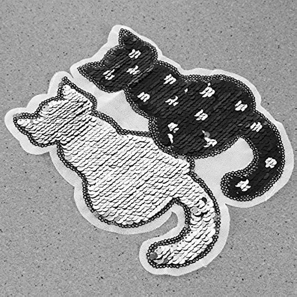 Ultnice Kat Vendbar Farveskiftende Paljetter Syning i Patches (Sort)