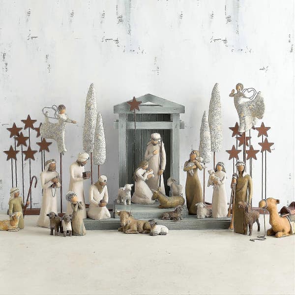 Julkrubba, skulpterade handmålade julkrubbsfigurer, 6-delat set