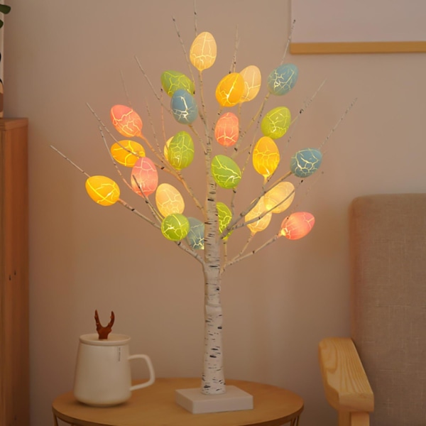 Säsongs- & Högtidsdekorationer 24 LED Färgade Ägg Halloween Träd Ljus 58 cm Färgade Ägg Träd Bordsdekoration För Halloween & Juldagen Inomhus Hem