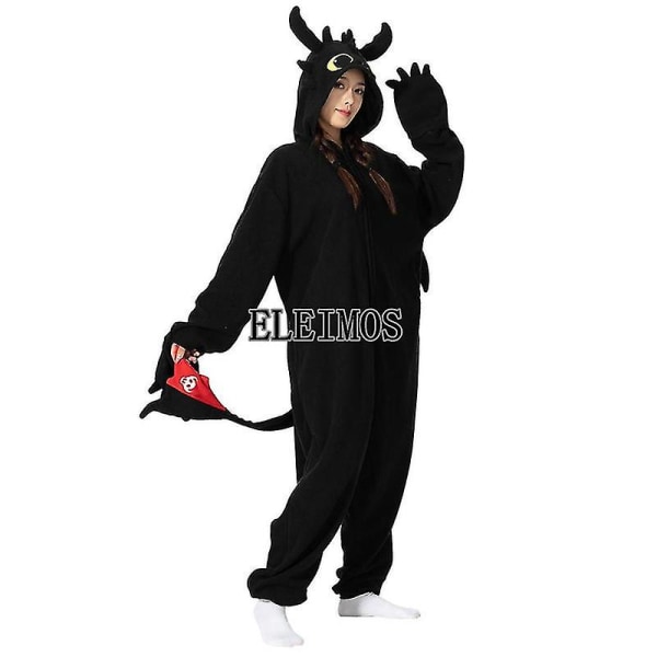 Sarjakuva Toothless Onesie Pyjamat Aikuiset Naiset Miehet Eläimet Pyjamat Kotivaatteet Halloween Cosplay Juhlasuvut White M Fit 158-168cm