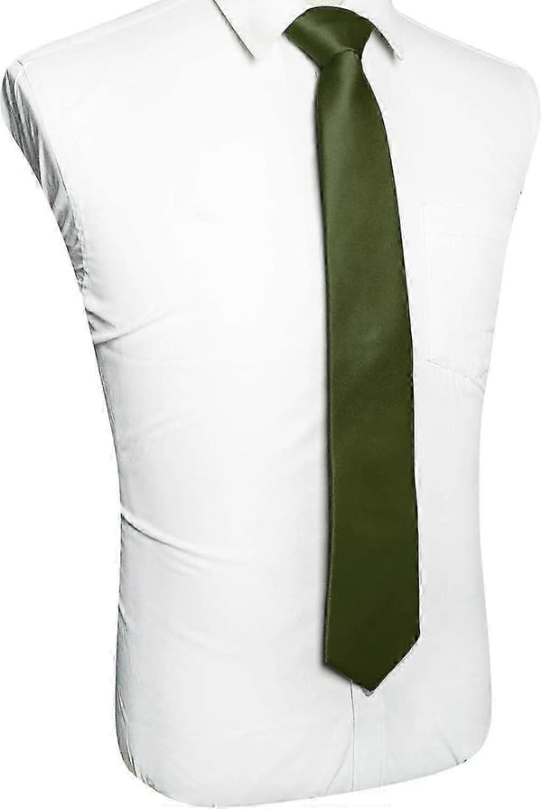Enfärgad slips herrslips för affärer och bröllopsfest Olive Green