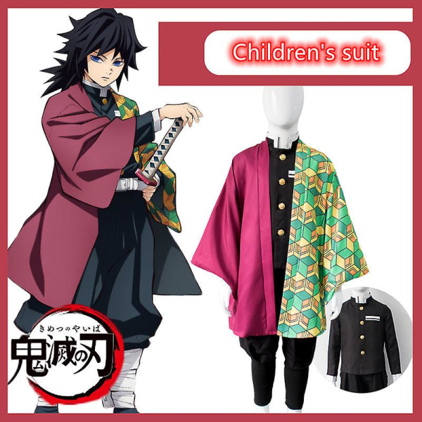 Anime Demon Slayer Kimetsu No Yaiba Tomioka Giyuu Cosplay-asu pojalle ja tytölle Kimono univormu Halloween joulujuhlavaatteet 140