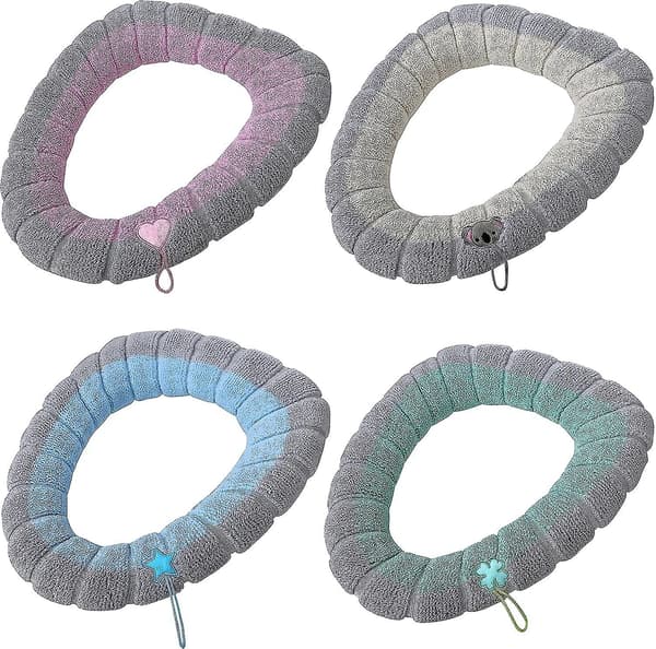 4-pack Toalettlock med Handtag - Stoppade Badrums Toalettlock - Elastiska Tvättsbara Tjocka