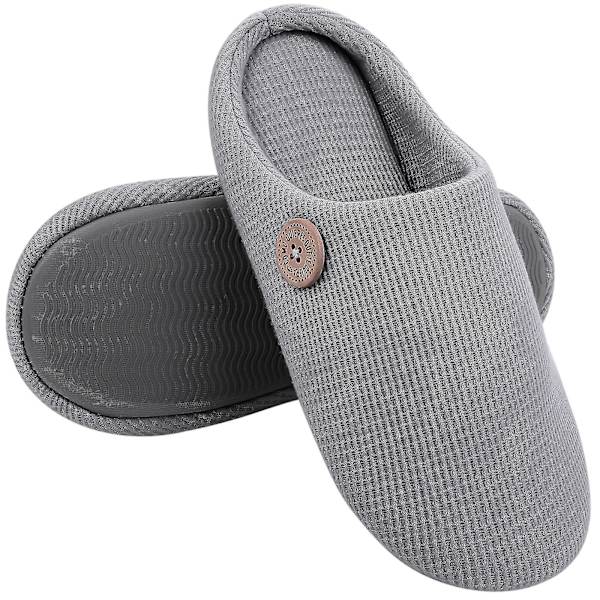 Varma bomullstofflor för kvinnor män Höst- och vinterlägenheter Mjuka halkfria Fluffiga tofflor Design Rutschkanor Inomhushussko Grå 42-43 10-10.2inch