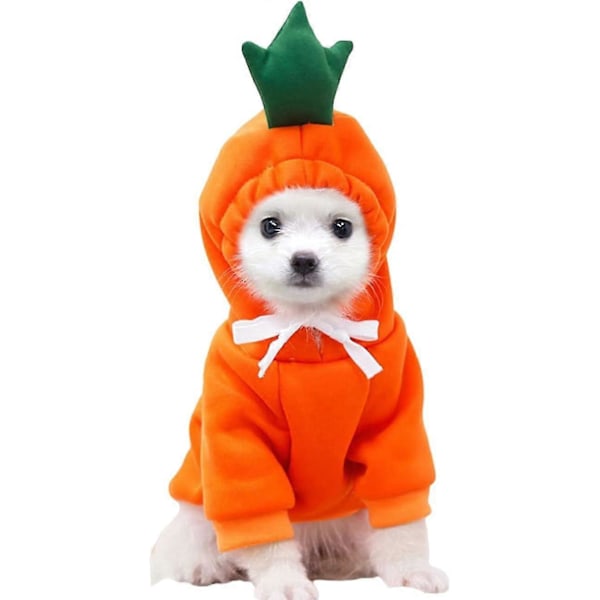 Kæledyrstøj Hundehættetrøjer Varm Sweatshirt Frakke Hvalp Efterår Vinter Beklædning Jumpsuit med Frugthætte, Gulerod, XL