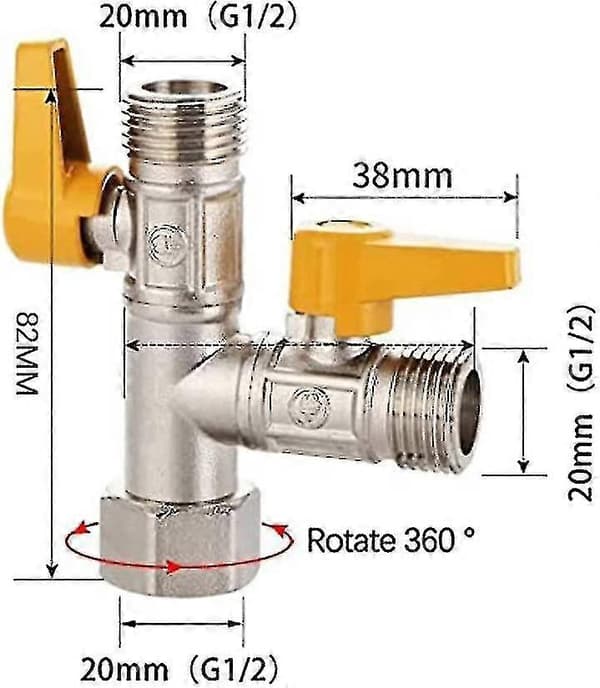 3-vejs ventil messing 3-vejs bruseventil messing 3-vejs ventil T-fitting, stopventil til køkken eller badeværelse