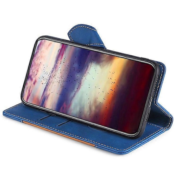 Kompatibelt för TCL 505 Fodral PU Läder Telefonskal Anti-Fall Skal med Ställfunktion Blue
