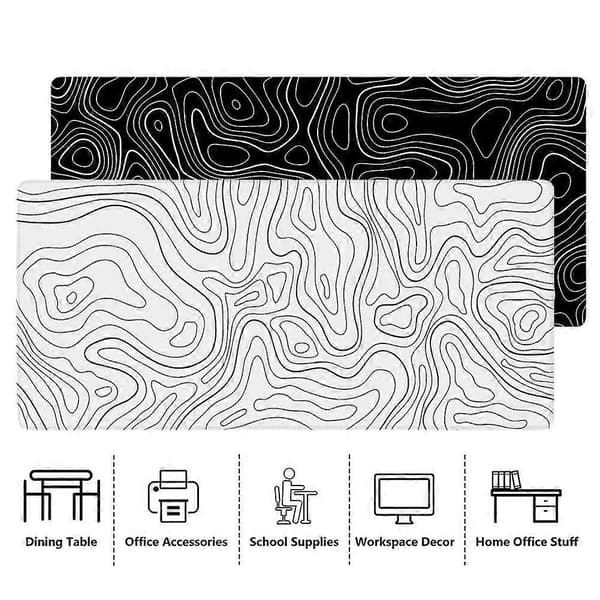 Topografisk hvid gaming musemåtte med perfekt glat bred stor lang black/300*800*2mm
