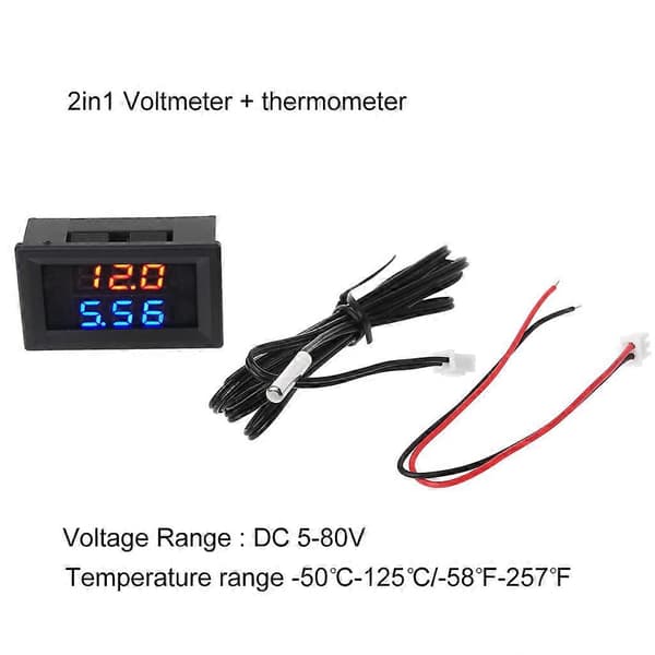Dual LED Display Dual Dispaly Voltmeter + Termometer Termometer Temperatur