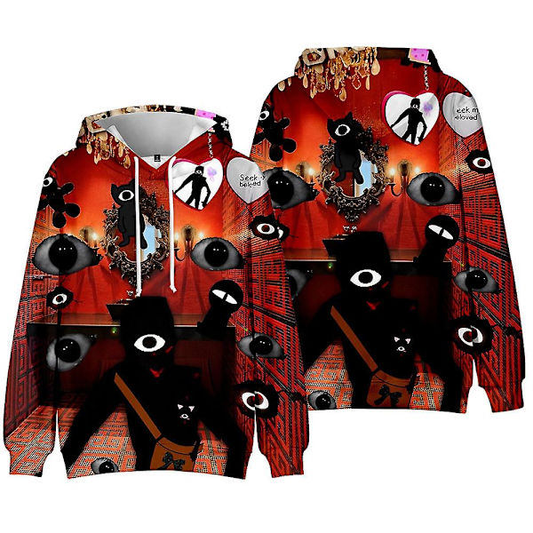 Roblox Doors printed hupparit taskuilla Casual kiristysnyörillä hupullinen neulepusero collegepaita Topit Lapsille Pojat Tytöt Fanit style 3 7-8 Years